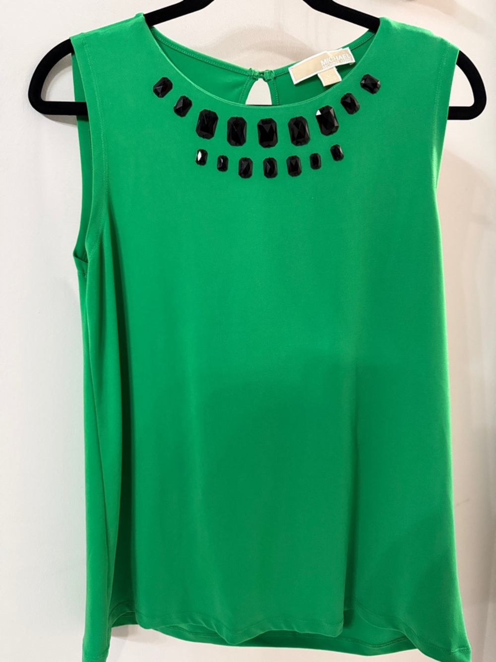 Michael Kors Emerald Green Sleeveless Jewel-Neck Tank